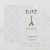 Green Eiffelturm Damask RSVP Card Karte (Vorne/Hinten)