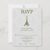 Green Eiffelturm Damask RSVP Card Karte (Vorderseite)