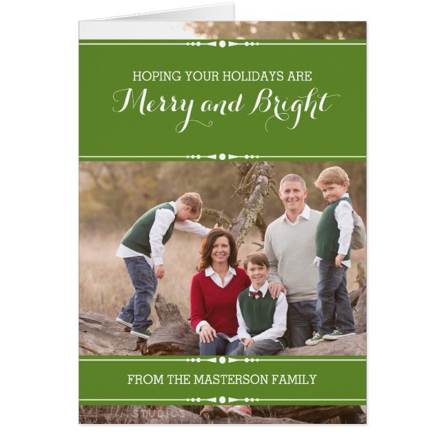 Green Einfach Chic Holiday Foto Card (Vorne)