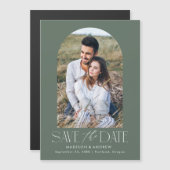 Green | Einfaches modernes Foto Save the Date Magneteinladung (Vorne/Hinten)