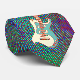 Green Electric Gitarre Vintag Trippy Retro Pop Art Krawatte