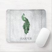 Green Elegance Peacock Personalisiert Mouse Pad Mousepad (Mit Mouse)