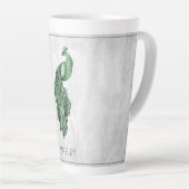 Green Elegance Peacock Personalisierte Latte-Tasse Milchtasse (Rechte Ecke)