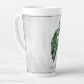 Green Elegance Peacock Personalisierte Latte-Tasse Milchtasse (Linke Ecke)