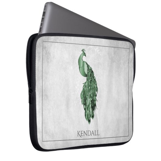 Green Elegance Peacock Personalisierter Laptop-Sie Laptopschutzhülle (Vorne Rechts)
