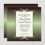 Green Elegance Shine Wedding Einladung (Vorne/Hinten)
