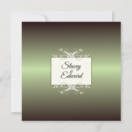 Green Elegance Shine Wedding Einladung (Rückseite)