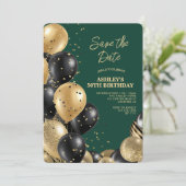 Green Elegant 50th Birthday Einladung (Stehend Vorderseite)