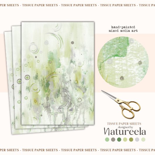 Green Elegant Abstract Decoupage Tissue Paper Seidenpapier