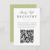 Green Elegant Baby Geschenkregister mit QR-Code Begleitkarte (Vorne/Hinten)
