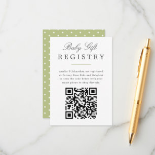 Green Elegant Baby Geschenkregister mit QR-Code Begleitkarte