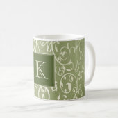 Green Elegant Blühe Monogram-Tasse Kaffeetasse (VorderseiteRechts)