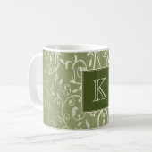 Green Elegant Blühe Monogram-Tasse Kaffeetasse (Vorderseite Links)