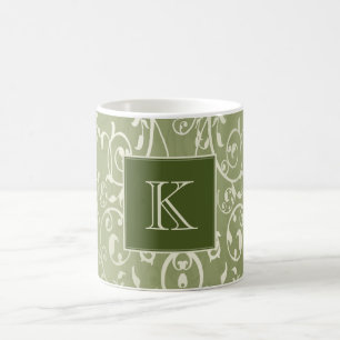 Green Elegant Blühe Monogram-Tasse Kaffeetasse