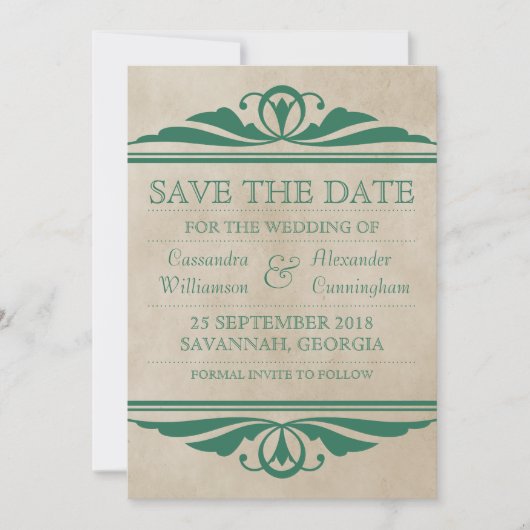 Green Elegant Deko Save the Date einladen (Vorderseite)