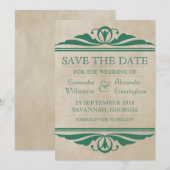 Green Elegant Deko Save the Date einladen (Vorne/Hinten)