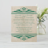 Green Elegant Deko Wedding Invite Einladung (Stehend Vorderseite)