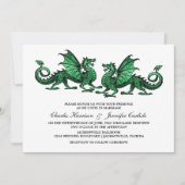 Green Elegant Dragon Wedding Invite Einladung (Vorderseite)