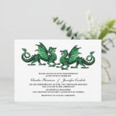 Green Elegant Dragon Wedding Invite Einladung (Stehend Vorderseite)
