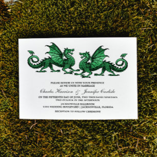 Green Elegant Dragon Wedding Invite Einladung