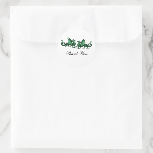 Green Elegant Dragons Danke Stickers (Tasche)