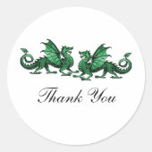 Green Elegant Dragons Danke Stickers (Vorderseite)