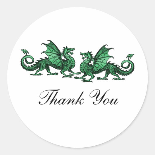 Green Elegant Dragons Danke Stickers (Vorderseite)