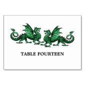 Green Elegant Dragons Table Card Tischnummer (Rückseite)
