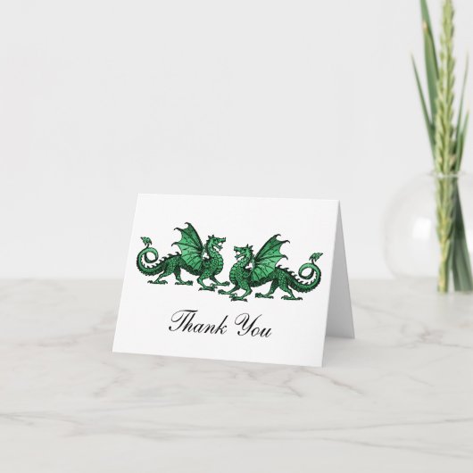 Green Elegant Dragons Thank You Card Dankeskarte (Vorderseite)