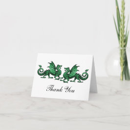 Green Elegant Dragons Thank You Card Dankeskarte