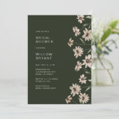 Green Elegant Floral Brautparty Einladung (Stehend Vorderseite)