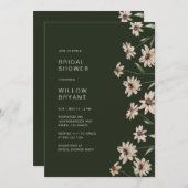 Green Elegant Floral Brautparty Einladung (Vorne/Hinten)