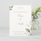 Green Elegant Florant Save the Date Weeding Einladung (Stehend Vorderseite)
