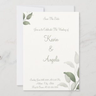 Green Elegant Florant Save the Date Weeding Einladung