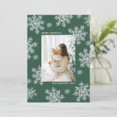 Green Elegant Frohe Weihnachts Snowflake Card (Stehend Vorderseite)