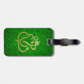 Green Elegant Gold Ganesha Indian Damask Muster Gepäckanhänger (Rückseite horizontal)
