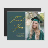 Green Elegant Gold Script Abschluss Vielen Dank Magnetkarte (Vorne/Hinten)