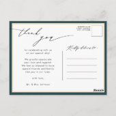 Green Elegant Gold Script Moderne Hochzeit Vielen  Postkarte (Rückseite)