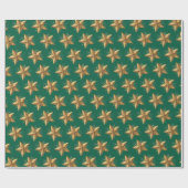 Green Elegant Gold Stars Pattern New Year winter Geschenkpapier (Flach)