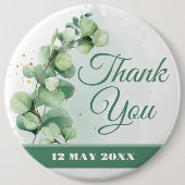Green Elegant greenery memorial thank you buttons (Vorderseite)