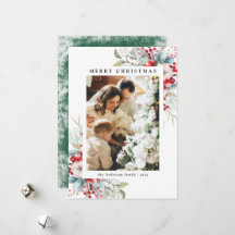 Green Elegant Holly Berries Frohe Weihnachts-Foto