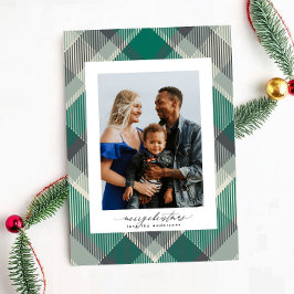 Green Elegant MerChristmas Custom Kariertes Foto Feiertagskarte