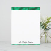 Green Elegant Metallic Satin Name Shiny Stationary (Stehend Vorderseite)