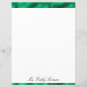 Green Elegant Metallic Satin Name Shiny Stationary (Vorderseite)
