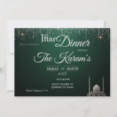Green Elegant Mosque Ramadan Iftar Party  Invit Einladung (Vorderseite)