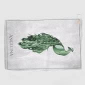 Green Elegant Peacock Golf Towel Golfhandtuch (Horizontal)