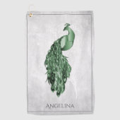 Green Elegant Peacock Golf Towel Golfhandtuch (Vorderseite)