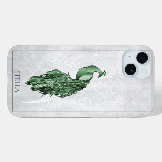 Green Elegant Peacock Personalisiert Case-Mate iPhone Hülle (Rückseite (Horizontal))