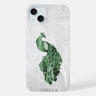 Green Elegant Peacock Personalisiert iPhone 15 Plus Hülle