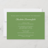 Green Elegant Script Abschluss Foto | Einladung (Rückseite)